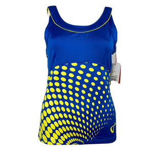 NWT Athletic DNA‎ Shirt Womens Sz L Blue Yellow Tennis Golf Tank Top